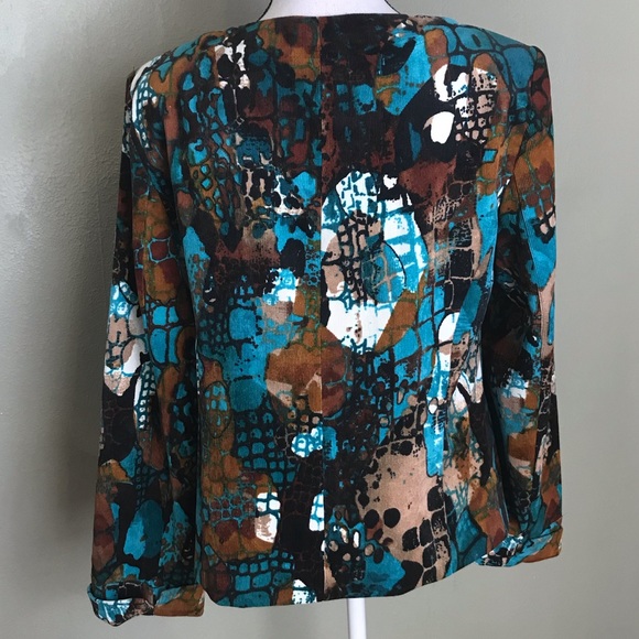 Requirements Brown Blue White Print Jacket M - Picture 4 of 5